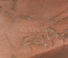 Fekete Géza (1906-1976): Teknőfaragó. Terrakotta, jelzett, hibátlan. 28 cm