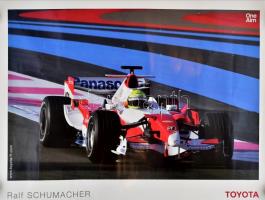 cca 2005 Ralf Schumacher és Jarno Trulli, a Toyota Formula-1 versenyzői autóikban, 2 db hivatalos plakát, 80x60 cm