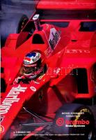 1997 Michael Schumacher Formula-1 versenyző Ferrari F310B autójában a monacói nagydíjon, nagyméretű plakát, feltekerve, néhány kisebb szakadással, 98,5x68,5 cm