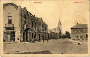 1912 Munkács, Mukacheve, Mukacevo; Kossuth utca, Berger Herman, Stark üzlete / street view, shops (EB)