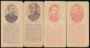 Breier Ottó Losonc számolócédula, előoldalon híres emberek életrajzával, 4 db