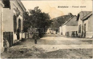 1917 Királyháza, Korolevo, Královo nad Tisou; Fő utca, üzlet, vár / main street, shop, castle ruins (fl)