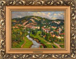 Kastaly István (1892 - 1991): Egri patak. Olyan, farost, jelzett, dekoratív fakeretben, 38x47cm