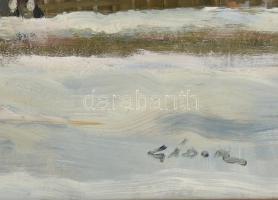 Gádor Emil (1911 - 1998): Tél. Olaj, farost, jelzett, dekoratív fakeretben, 50x60cm
