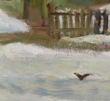 Gádor Emil (1911 - 1998): Tél. Olaj, farost, jelzett, dekoratív fakeretben, 50x60cm