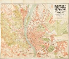 1914 Budapest székesfőváros térképe, készítette: Magyar Földrajzi Intézet Rt., 1:15 000, szakadásokkal, 69×82 cm