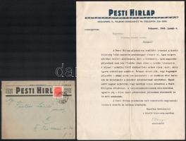 1929-1943 Budapesti lapkiadók válasza a beküldött kéziratokra (Budapesti Hírlap, Rádióélet, Pesti Hírlap), 4 db