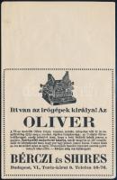 cca 1915 Bérczi és Shires Olivér írógépek szórólapja