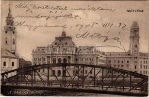 1905 Nagyvárad, Oradea; Új városháza, híd / new town hall, bridge (EK)