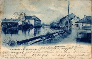 1900 Temesvár, Timisoara; Gyárváros, Béga balsor. Králicsek Béla kiadása / Bega riverside (fl)