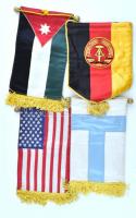 4 db selyem ország zászló USA, NDK, stb 27 cm