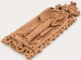 Szűz Máriát ábrázoló házi oltár, faragott fa, 59×22 cm