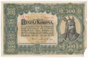 1920. 500K "5A 002 591116" "Orell Füssli Zürich" T:III a jobb szélén és sarkán anyaghiány Adamo K33