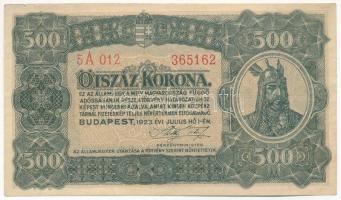 1923. 500K "5A 012 365162" nyomdahely jelölés nélkül T:III szép papír Adamo K34