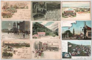 76 db RÉGI külföldi város képeslap és pár motívum kis albumban, vegyes minőség, sok német és osztrák...