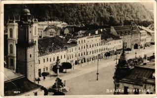 1935 Besztercebánya, Banská Bystrica; tér, Steiner, Tóth, Fischer, Löwy üzlete / square, shops (EB)