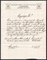 1908 Csantavéri gazdakör dísztaggá választásról értesítő levele nagyságos úr megszólítás alatt Törley Gyulának