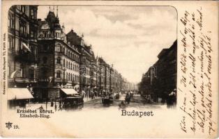 1903 Budapest VII. Erzsébet körút, villamos, kávéház. Schwarcz Jakab kiadása