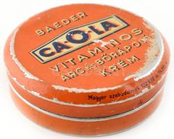 Baeder Caola vitaminos arc és bőrápoló krém, alumínium doboz, kopott, d: 9,5 cm