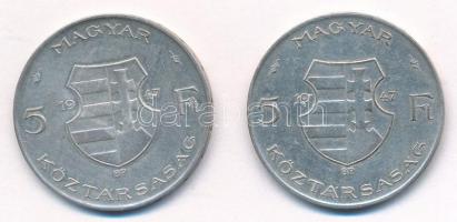 1947. 5Ft Ag "Kossuth" (2x) T:2- Adamo F8.1
