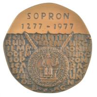 Renner Kálmán (1927-1994) 1977. "Sopron 1277-1977" kétoldalas Br plakett fa tokban (~95mm)...