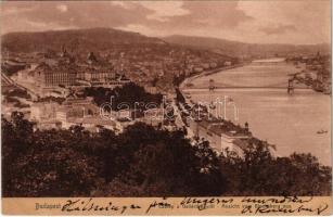1905 Budapest I. Látkép a Gellérthegyről, Királyi vár, Tabán, Lánchíd (EK)