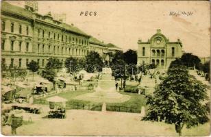 1930 Pécs, Majláth tér, izraelita templom, zsinagóga, piac (r)