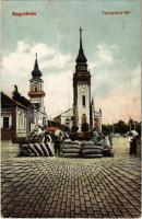 1918 Nagykőrös, Templom tér, piac. Székely Albert kiadása (EK)