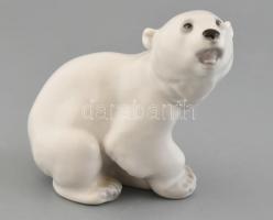 LFZ szovjet porcelán jegesmedve, kézzel festett, jelzett, kis kopással, m: 11 cm