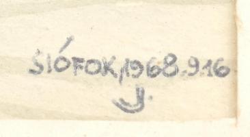 Jelzés nélkül: Siófok, 1968. Akvarell, papír, üvegezett fa keretben, 19,5×28,5 cm