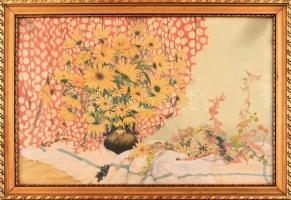 Göröginé jelzéssel: Csendélet. Akvarell, papír. Üvegezett fa keretben, 40×58 cm