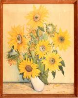 Móricz Margit (1902-1990): Csendélet. Akvarell, papír, jelzett. Üvegezett fa keretben. 60×48 cm