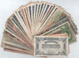 Vegyes 38 db-os pengő bankjegy tétel közte 1944. 1P és 1944. 50P T:III közte: foltok, szakadások, firka, hullámos papír