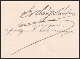 1896 tiszaföldvári Eszláry Sándor (1857-1912) főpolgármesteri hivatal jegyzőjének saját kezű aláírás...