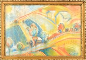 Egry József jelzéssel: Táj. Pasztell, papír. Dekoratív, üvegezett fa keretben, 39×59 cm