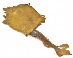 Szecessziós réz kézi tükör, kopásnyomokkal, 44x19cm