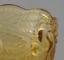 Borostyán színű üveg kehely, hibátlan, m:13cm