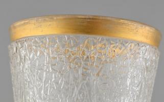 2db régi aranyozott peremű üveg pohár, öntött, kopott, m:11cm