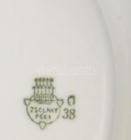 Vegyes hiányos Zsolnay étkészlet, matricás porcelán, kopott, jelzett