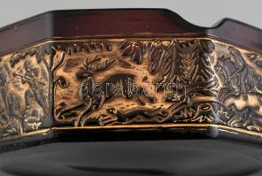 Moser jellegű lila hamutál, kopott, csorba, jelzés nélkül, d:15cm