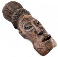 Afrikai faragott fa, fali maszk, kopásnyomokkal, 34x11cm