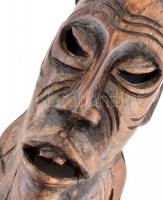 Afrikai faragott fa, fali maszk, kopásnyomokkal, 34x11cm