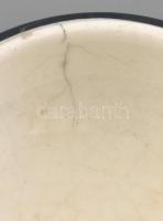 Hollóházi fajansz bonbonnier, jelzett, kopott, tűzrepedésekkel, d:10cm