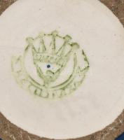 Hollóházi fajansz bonbonnier, jelzett, kopott, tűzrepedésekkel, d:10cm