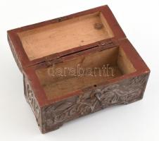 1915 Faragott doboz ciril betűs feliratos hadifogoly munka, kulccsal 18x8x10 cm