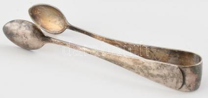 Szandrik alpakka cukorfogó, jelzett, kopott, h: 11,5 cm
