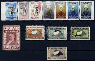 4 régi irredenta + 1 esperanto levélzáró + 1000 éves a magyar állam levélzáró hetescsík