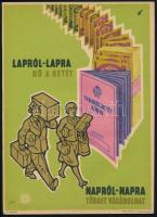 cca 1960 Lapról-lapra nő a betét, napról-napra többet vásárolhat, Takarékbetétkönyv kisplakát, Gönczi-Gebhardt Tibor (1902-1994) grafikája, 24×17 cm