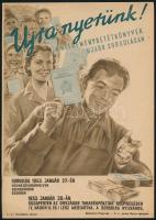 1953 Újra nyerünk! nyereménybetétkönyvek kisplakát, 24×17 cm
