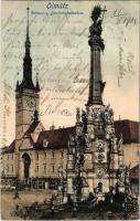 1902 Olomouc, Olmütz; Rathaus u. Dreifaltigskeitsäule / Trinity statue, town hall
